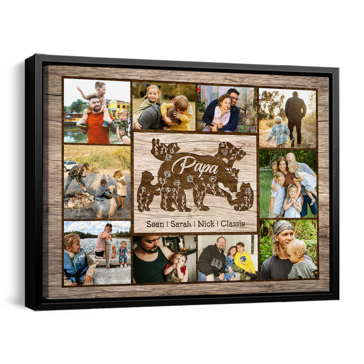 Papa Bear With Kid Personalized Daddy Bear Sign Canvas Poster Father’s Day Gift - Image 4