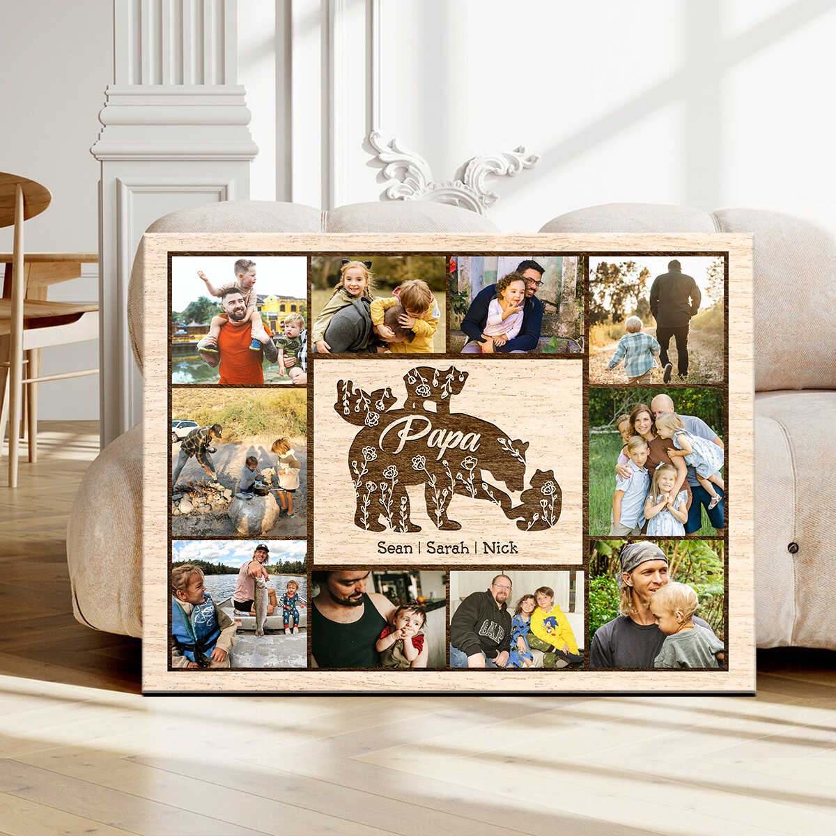 Papa Bear With Kid Personalized Daddy Bear Sign Canvas Poster Father’s Day Gift - Image 7