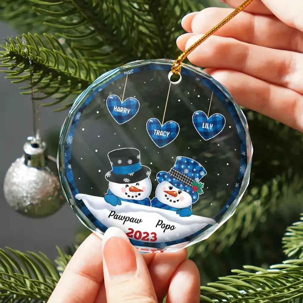 Papa Nana Snowman Christmas Personalized Circle Ornament - Image 3