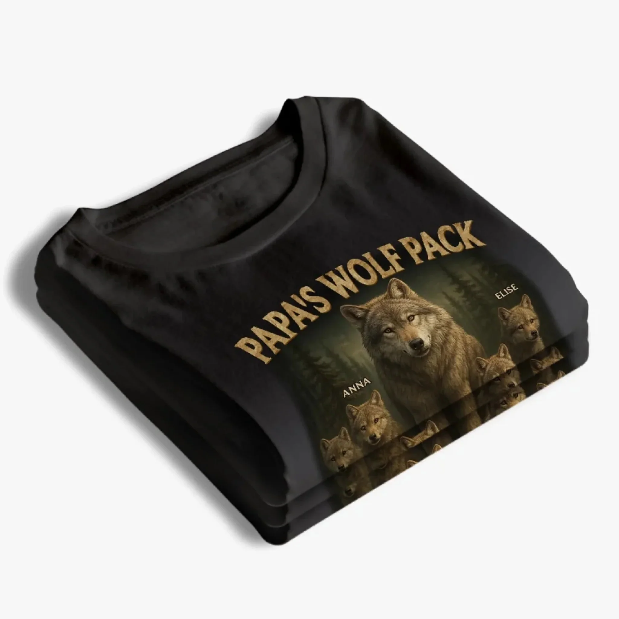Papa’s Wolf Pack - Family Personalized Pure Cotton T-Shirt Father's Day Gift For Dad, Grandpa - Image 6