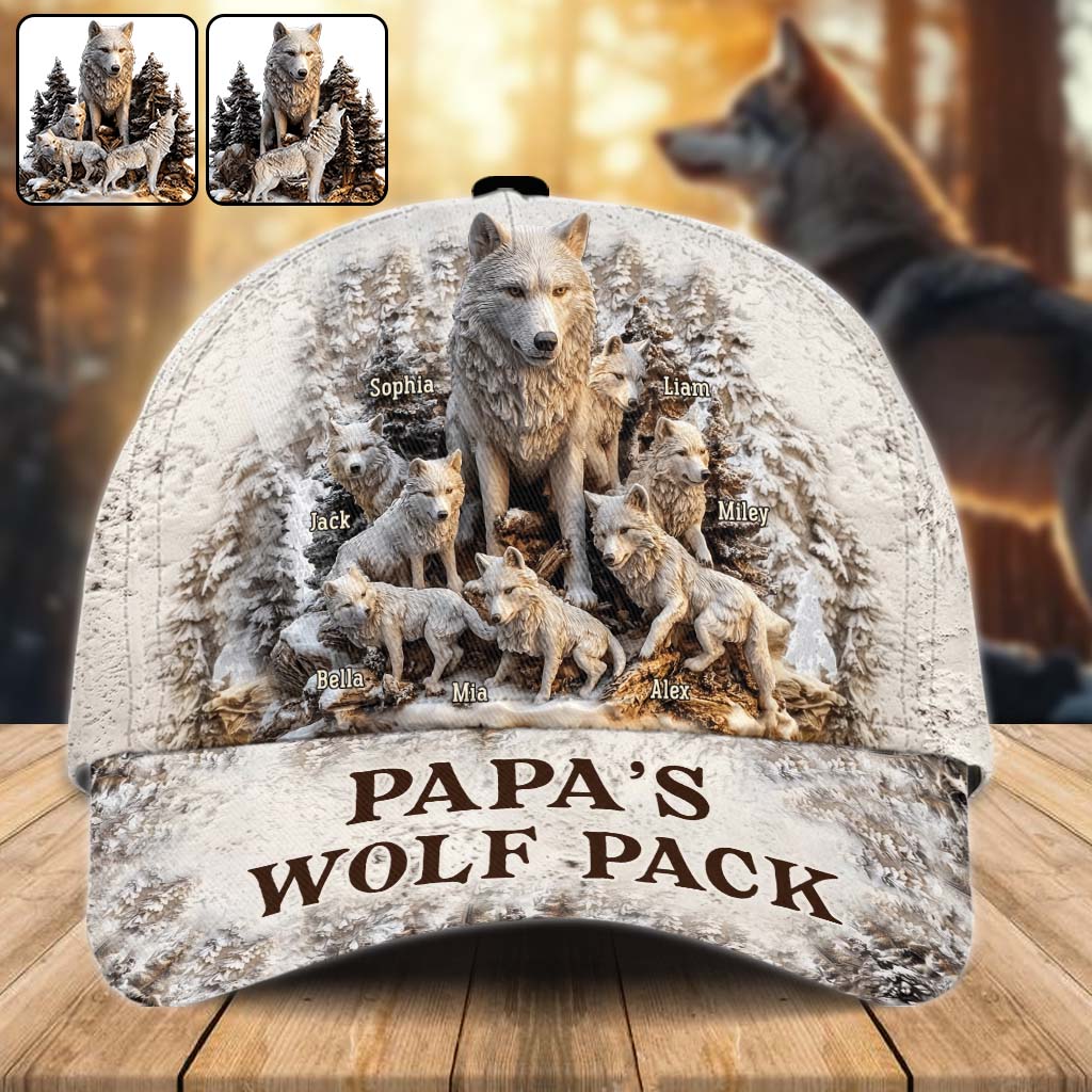 Papa Wolf Pack - Personalized Father Classic Cap - Image 2