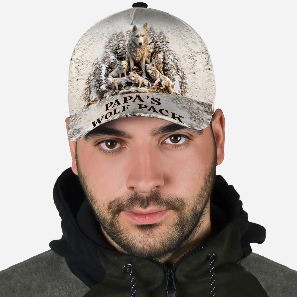 Papa Wolf Pack - Personalized Father Classic Cap - Image 4