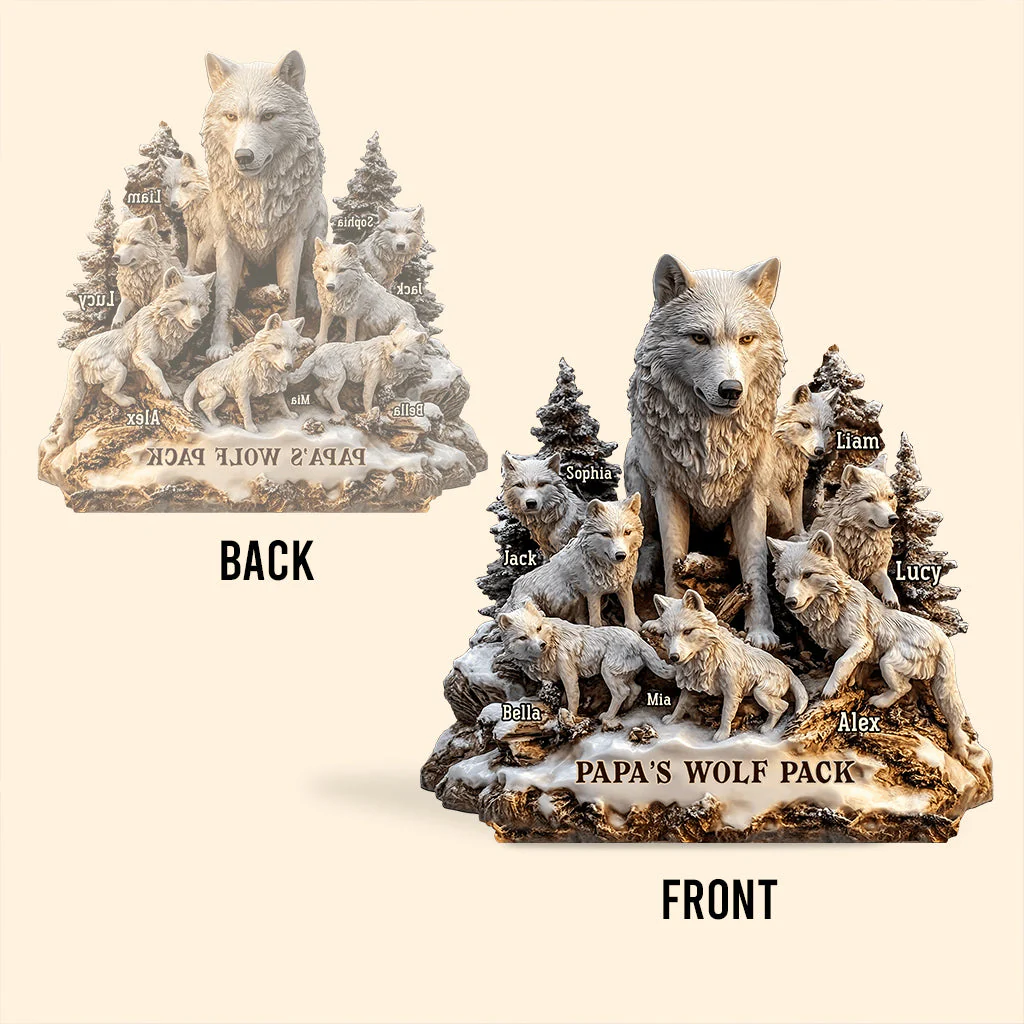 Papa's Wolf - Personalized Father Custom Shaped Acrylic Plaque - Image 7