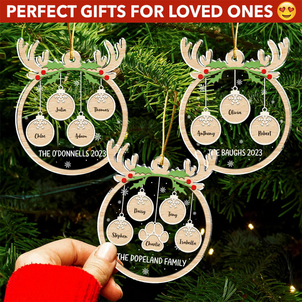 Paw Snowflake Charm Personalized Acrylic Ornament Gift For Family For Pet Lover - Image 2