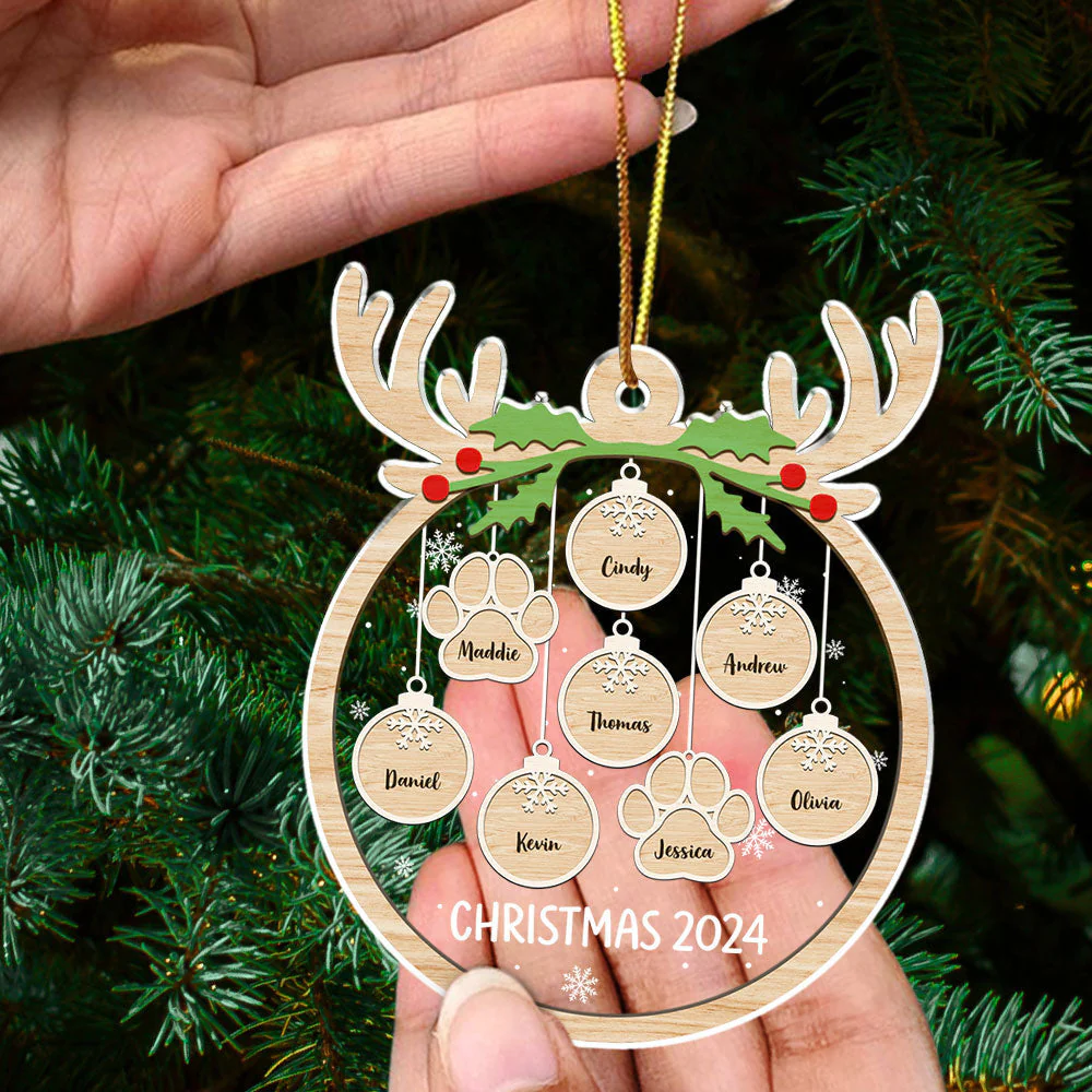 Paw Snowflake Charm Personalized Acrylic Ornament Gift For Family For Pet Lover - Image 3