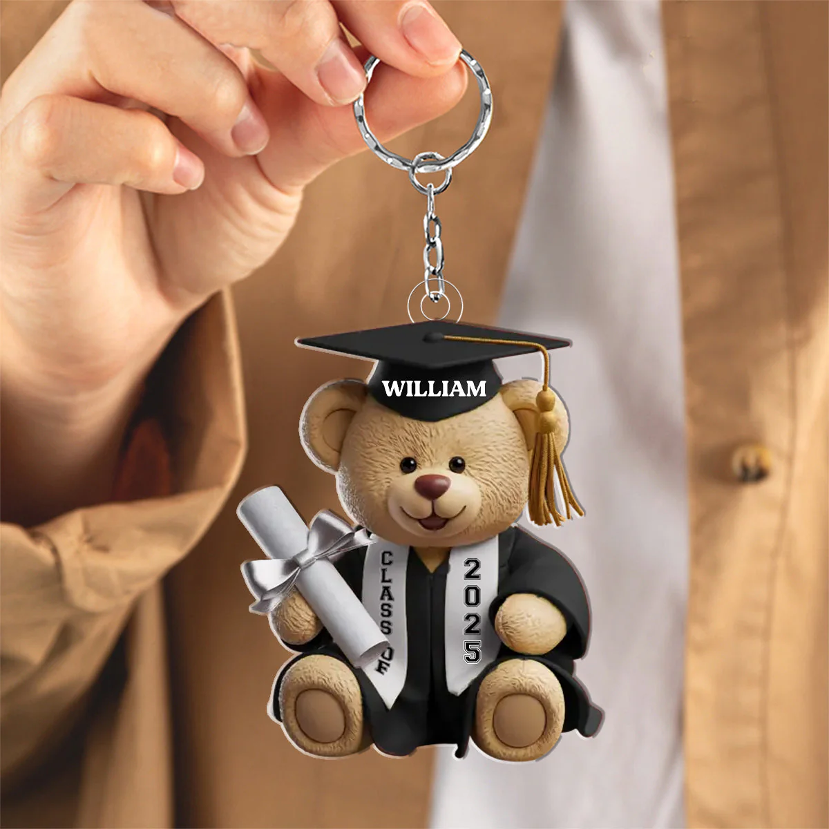 Pawsitively Proud Graduate Family Personalized Acrylic Keychain - Image 3