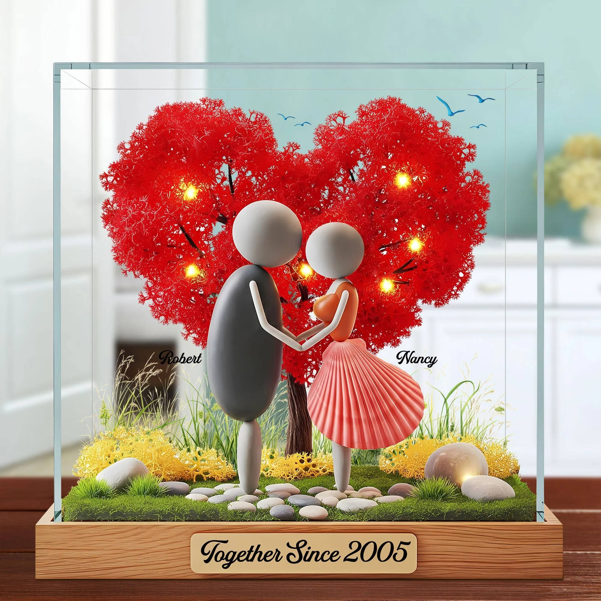 Pebble Couple Plaque - Personalized Gifts For Couple - Image 2