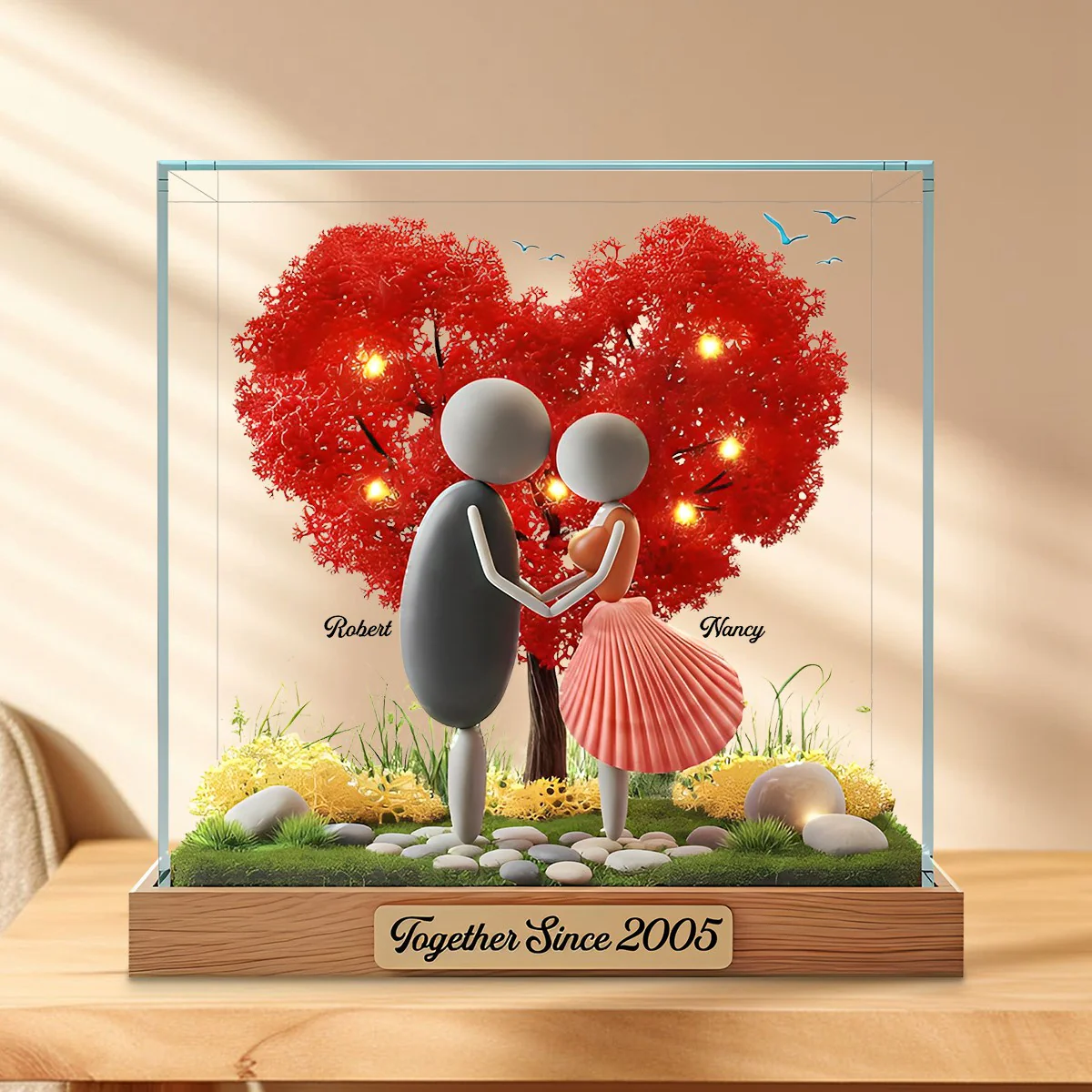 Pebble Couple Plaque - Personalized Gifts For Couple - Image 3