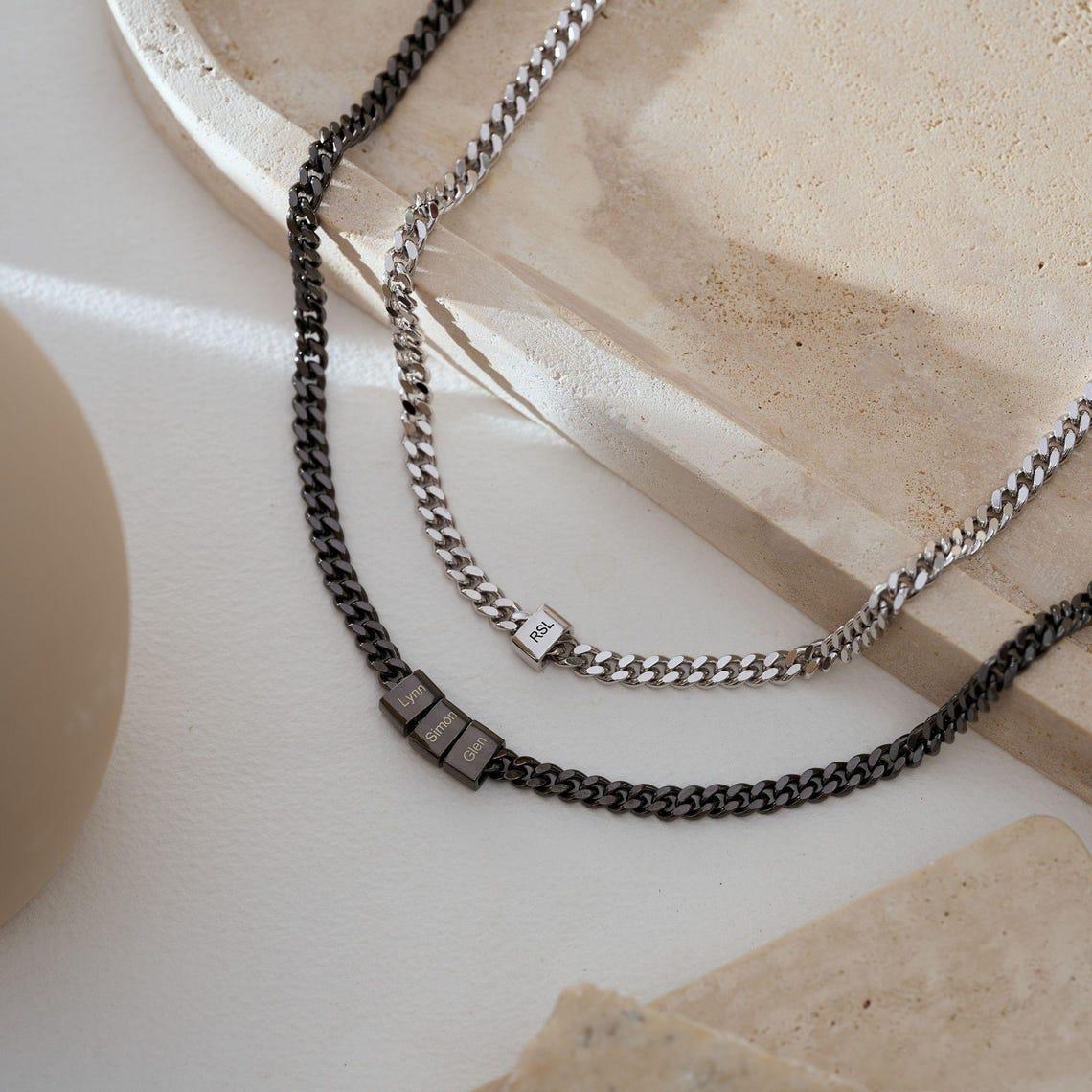 Peronslized Custom Name Bead Chain Men Necklace - Image 2