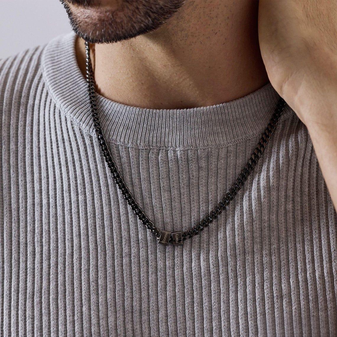 Peronslized Custom Name Bead Chain Men Necklace - Image 3