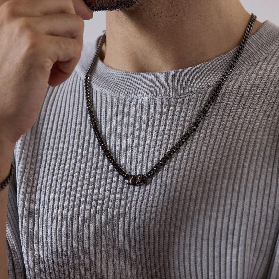 Peronslized Custom Name Bead Chain Men Necklace - Image 5
