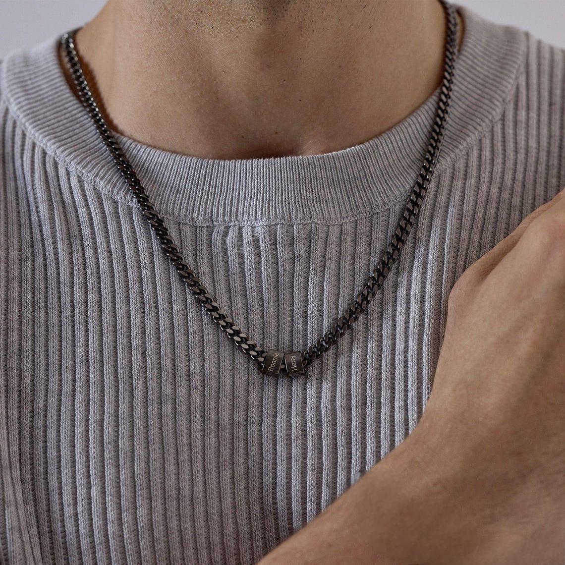 Peronslized Custom Name Bead Chain Men Necklace - Image 6