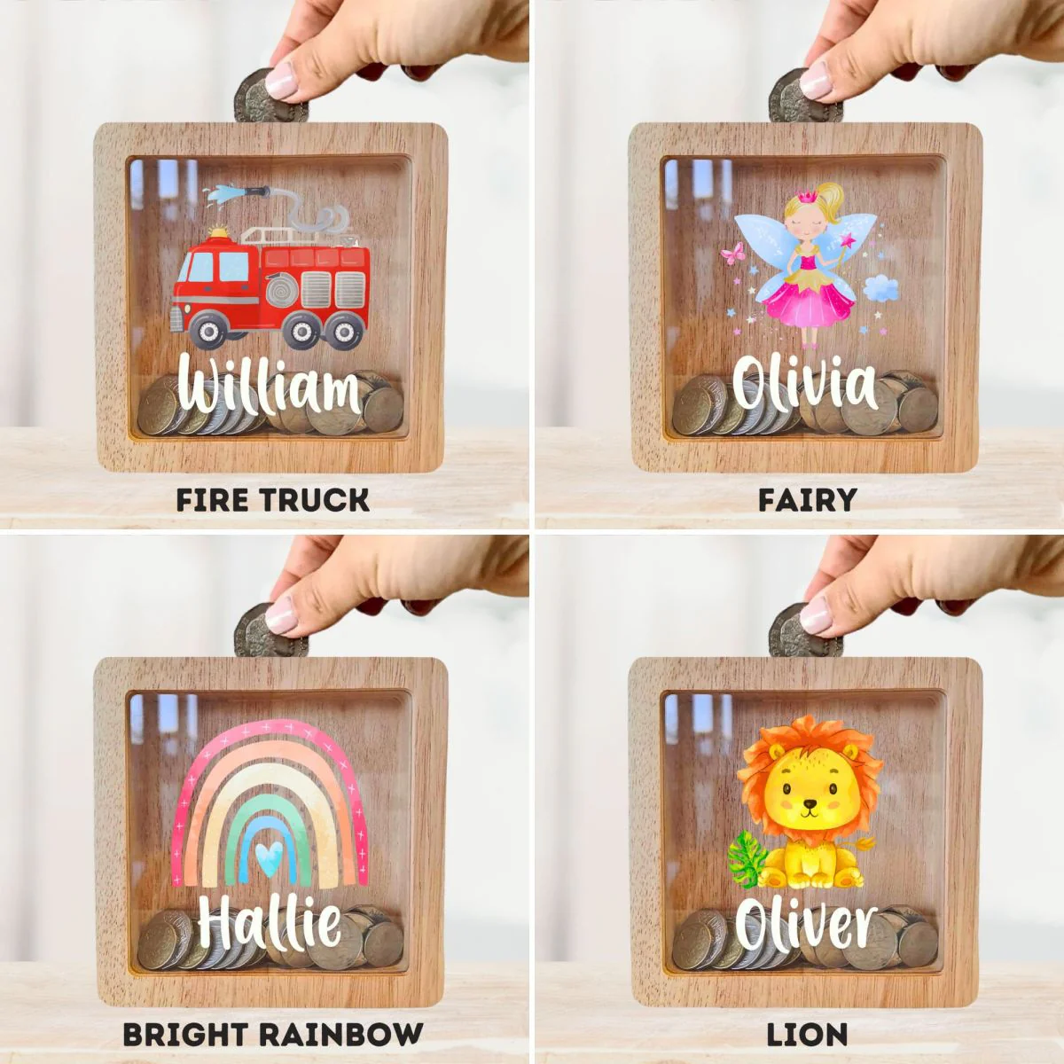Personalised Kids For boy or girl Wood Custom Money Box - Image 5