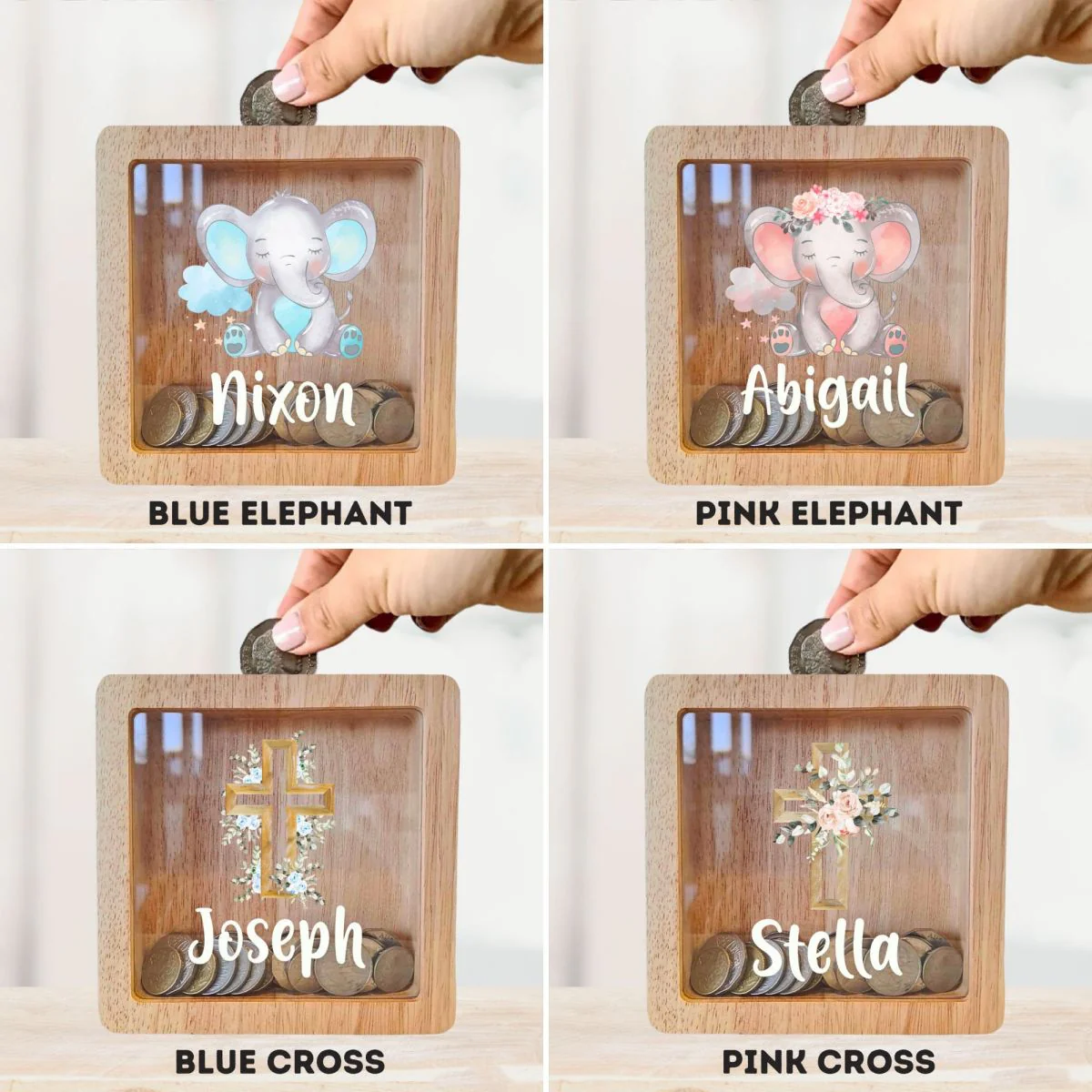 Personalised Kids For boy or girl Wood Custom Money Box - Image 6