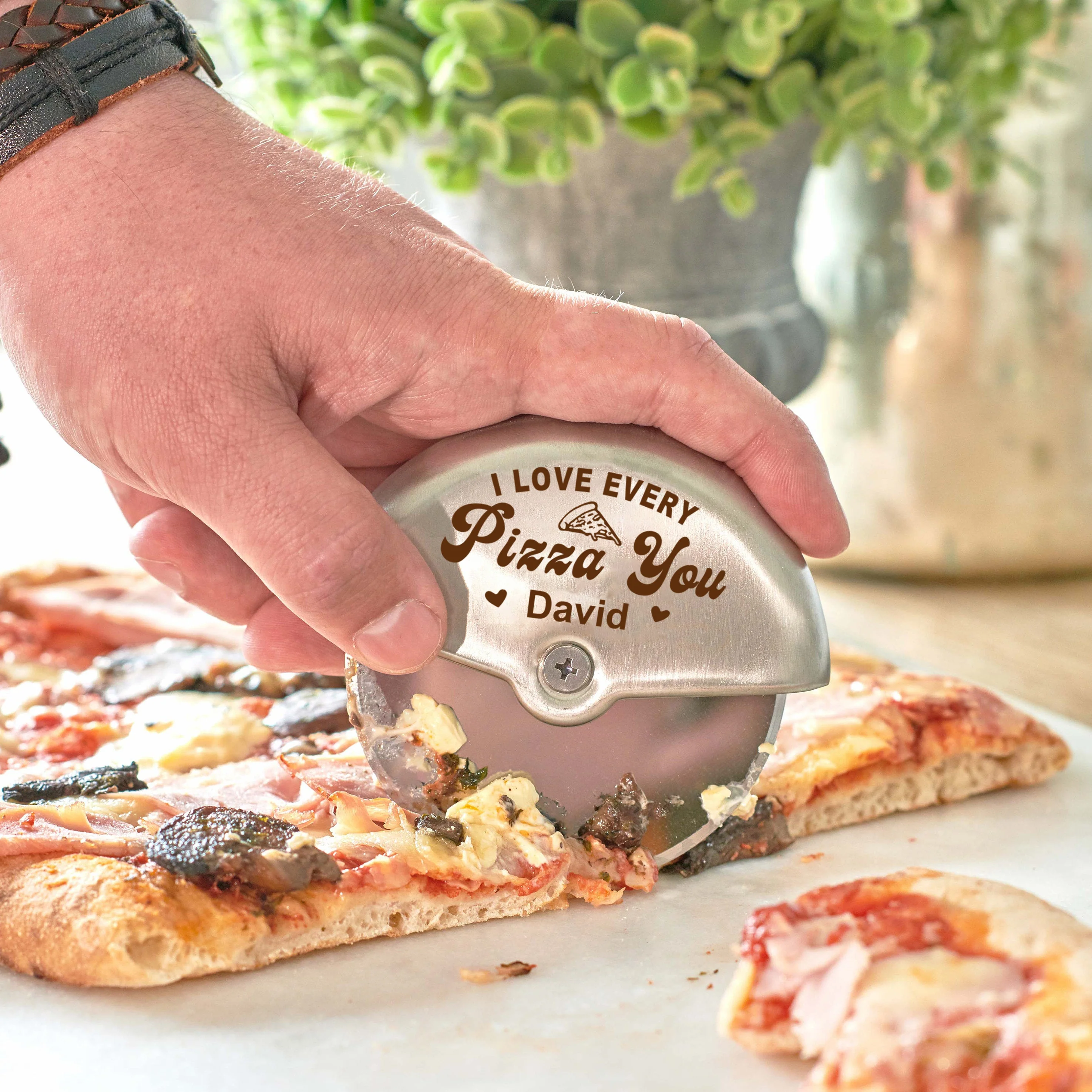I LOVE EVERY PIZZA YOU - Personalised Stainless Steel Pizza Cutter - Image 2