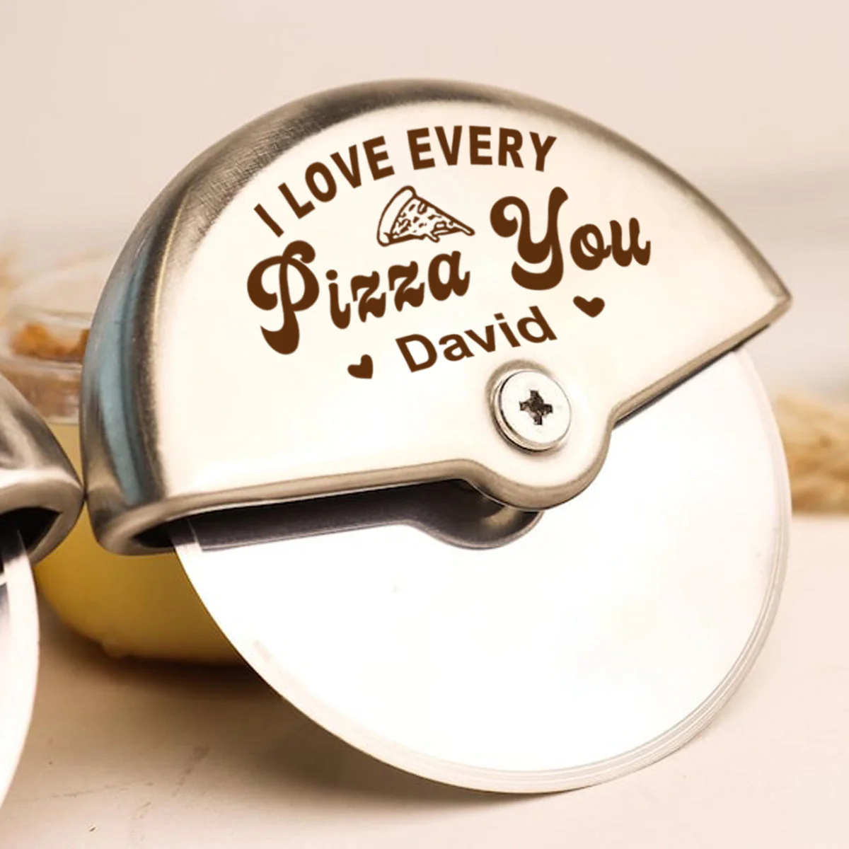 I LOVE EVERY PIZZA YOU - Personalised Stainless Steel Pizza Cutter - Image 3