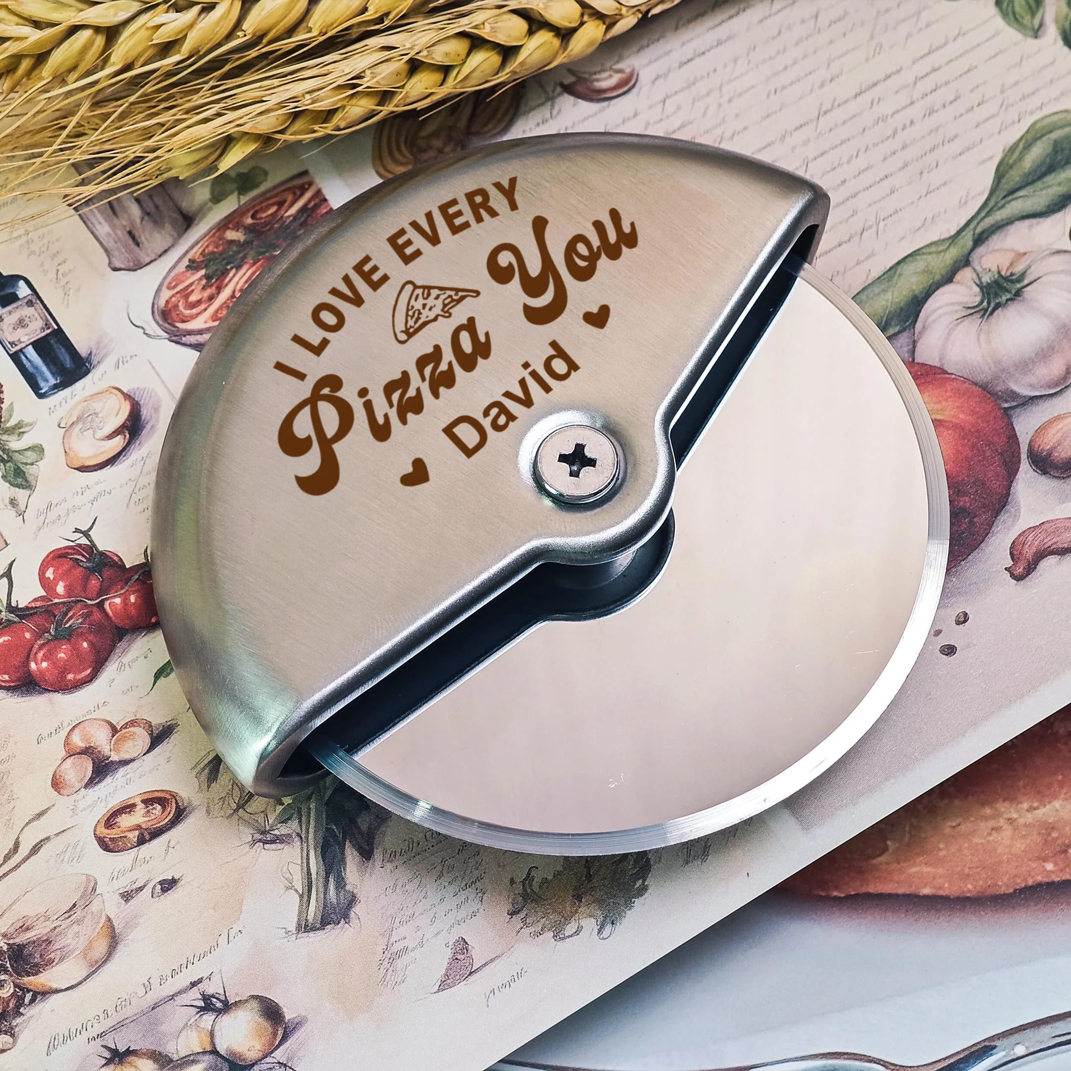 I LOVE EVERY PIZZA YOU - Personalised Stainless Steel Pizza Cutter - Image 4