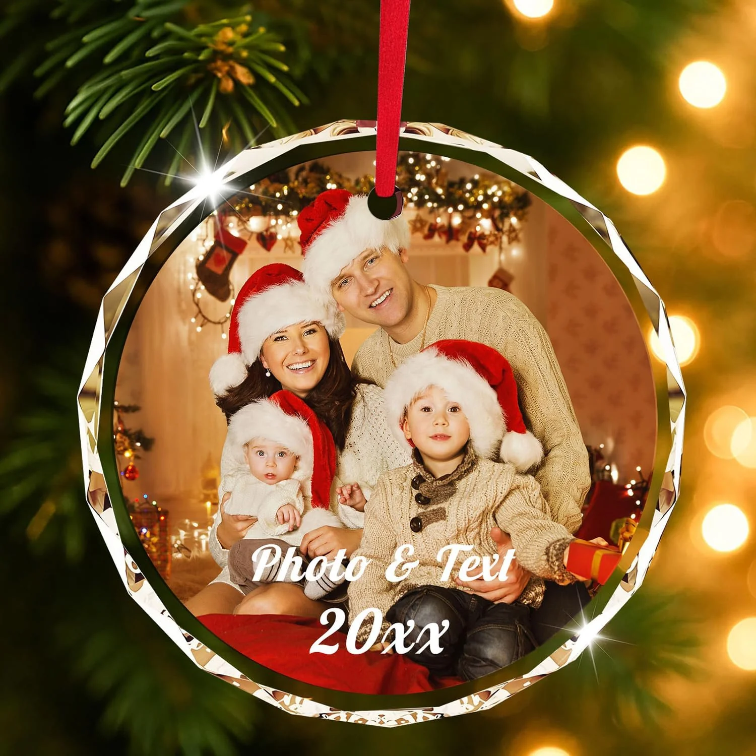 Personalised Tree Decoration with Photos and Text,Family Christmas Ornament - Image 2