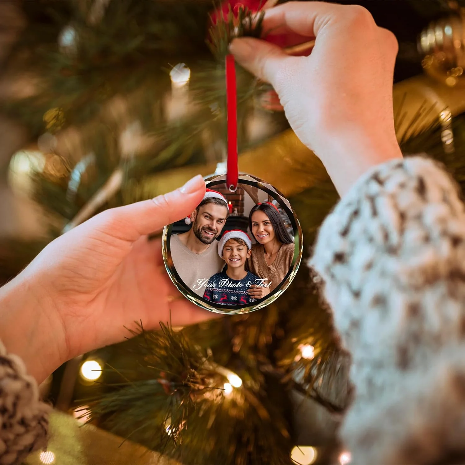 Personalised Tree Decoration with Photos and Text,Family Christmas Ornament - Image 3