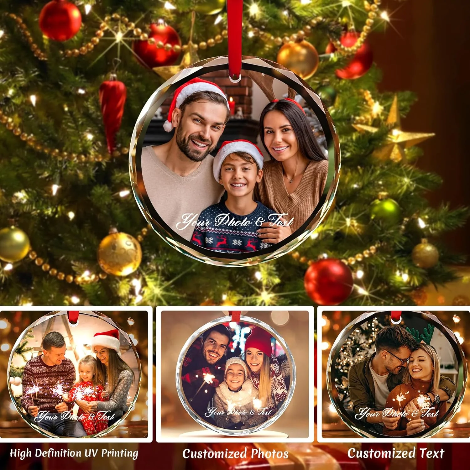 Personalised Tree Decoration with Photos and Text,Family Christmas Ornament - Image 4