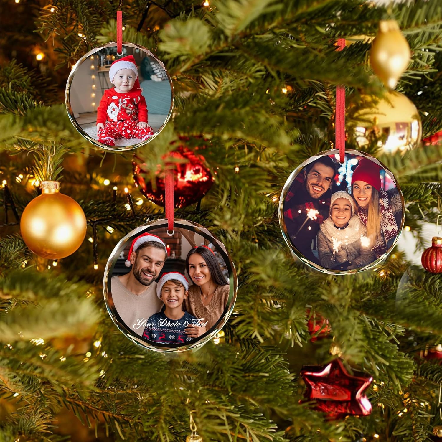 Personalised Tree Decoration with Photos and Text,Family Christmas Ornament - Image 5