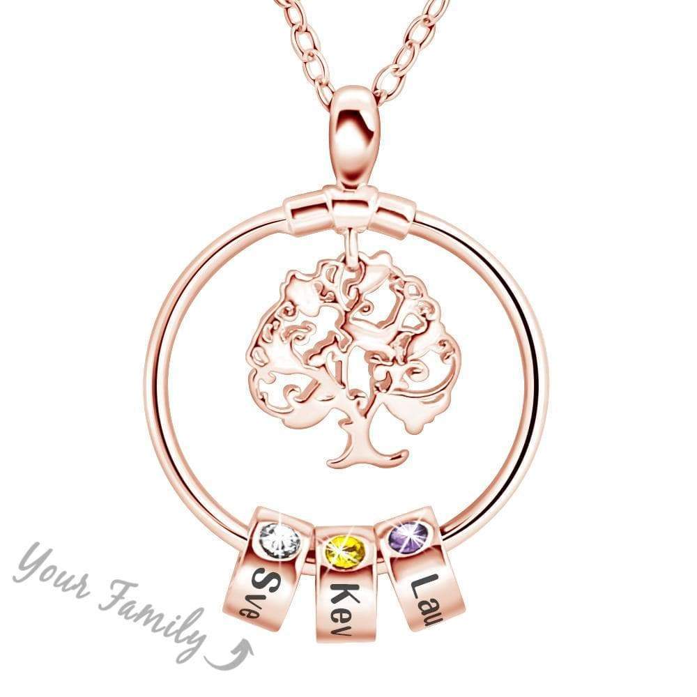 Mother's Day Gift Personalized Family Tree with Name&Birthstone Charms Necklace - Image 10