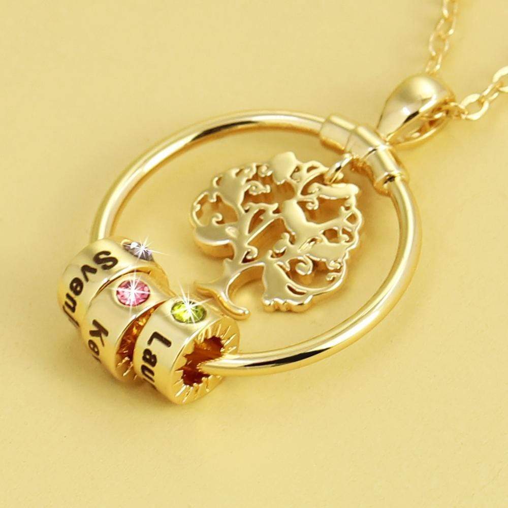 Mother's Day Gift Personalized Family Tree with Name&Birthstone Charms Necklace - Image 3