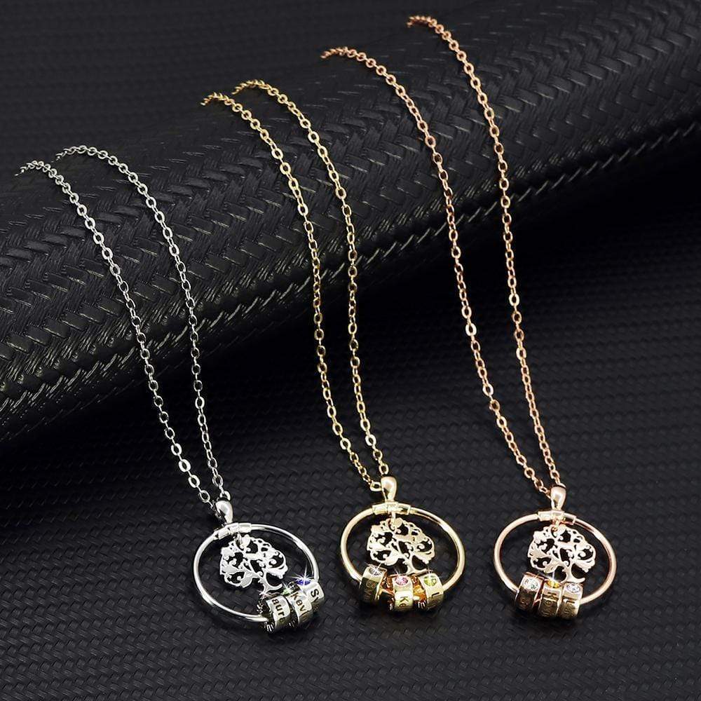 Mother's Day Gift Personalized Family Tree with Name&Birthstone Charms Necklace - Image 4