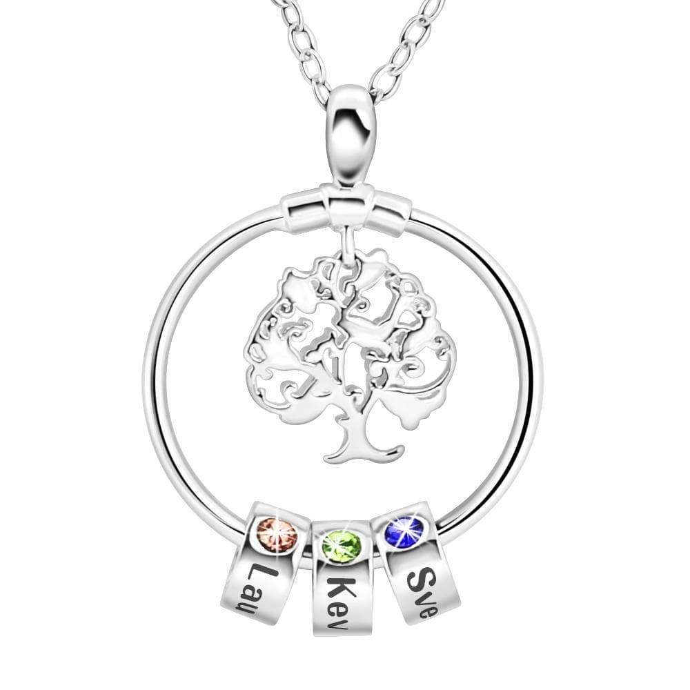 Mother's Day Gift Personalized Family Tree with Name&Birthstone Charms Necklace - Image 9