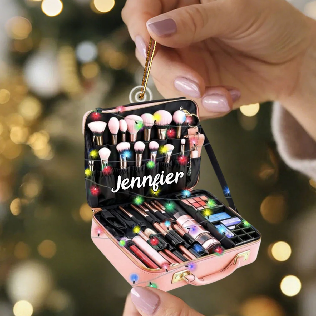 Personalize Makeup Crylic Christmas Ornament, Custom Name Acrylic Ornament - Image 2