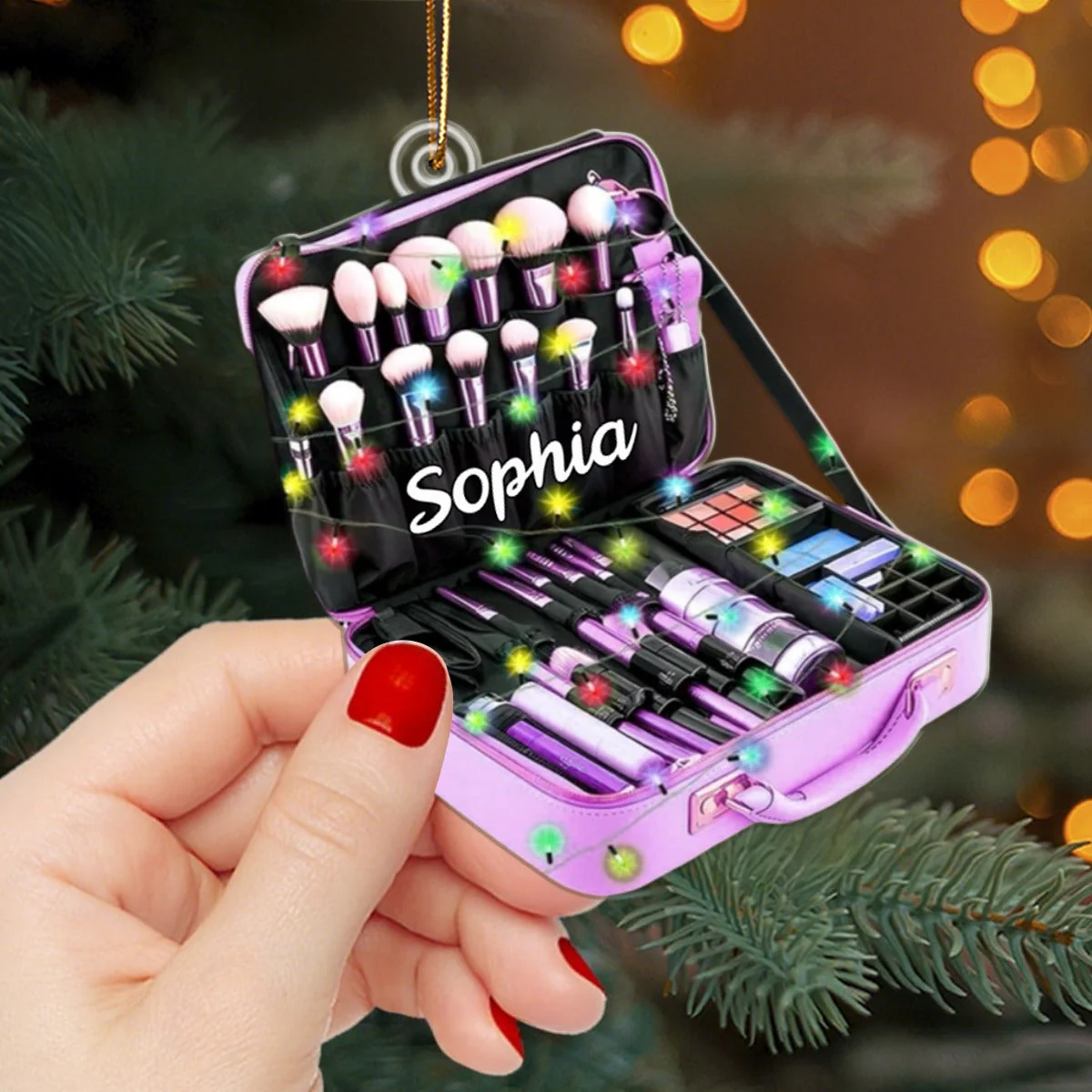 Personalize Makeup Crylic Christmas Ornament, Custom Name Acrylic Ornament - Image 3