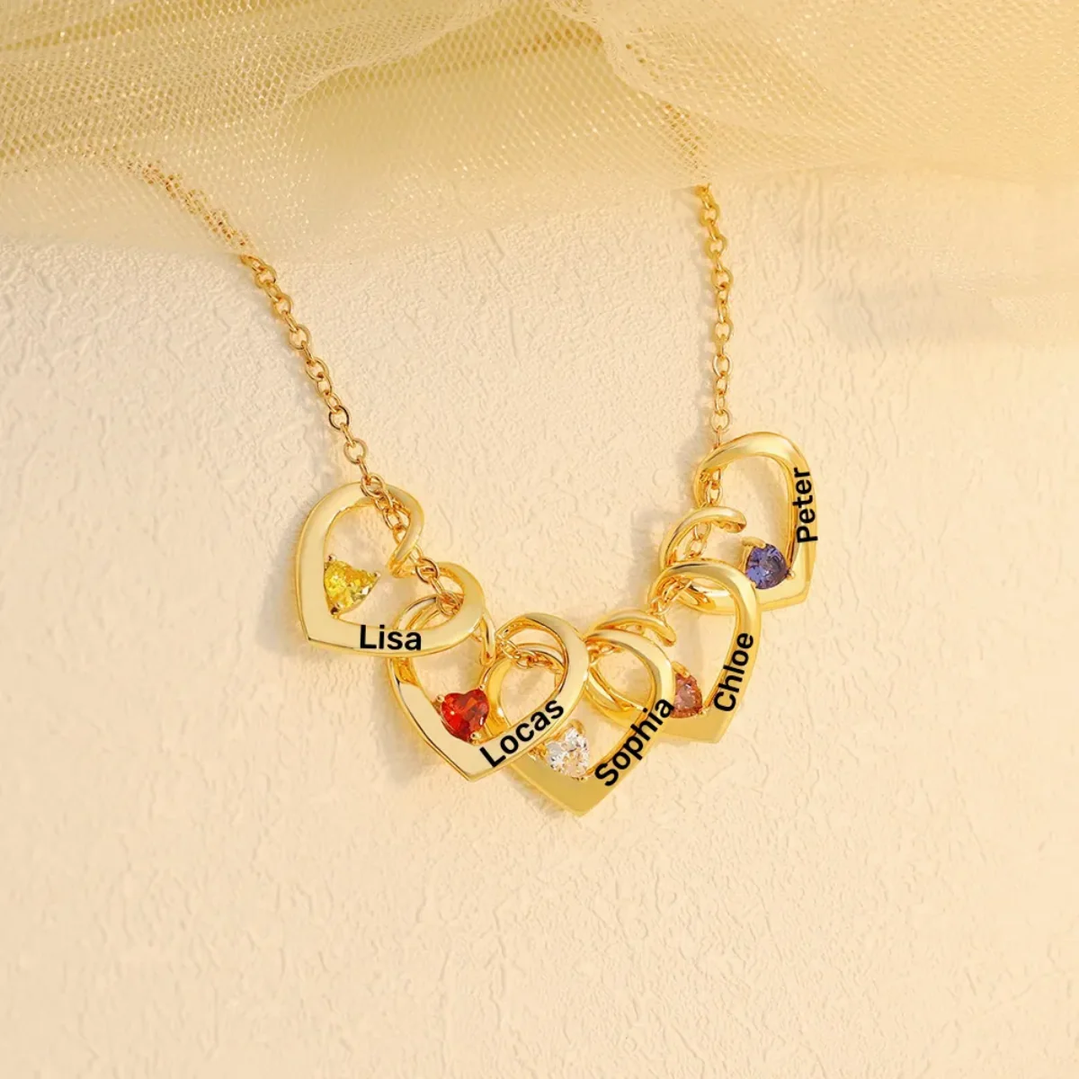 Personalized 1-5 HEART & NAME PENDANTS NECKLACE - Image 6