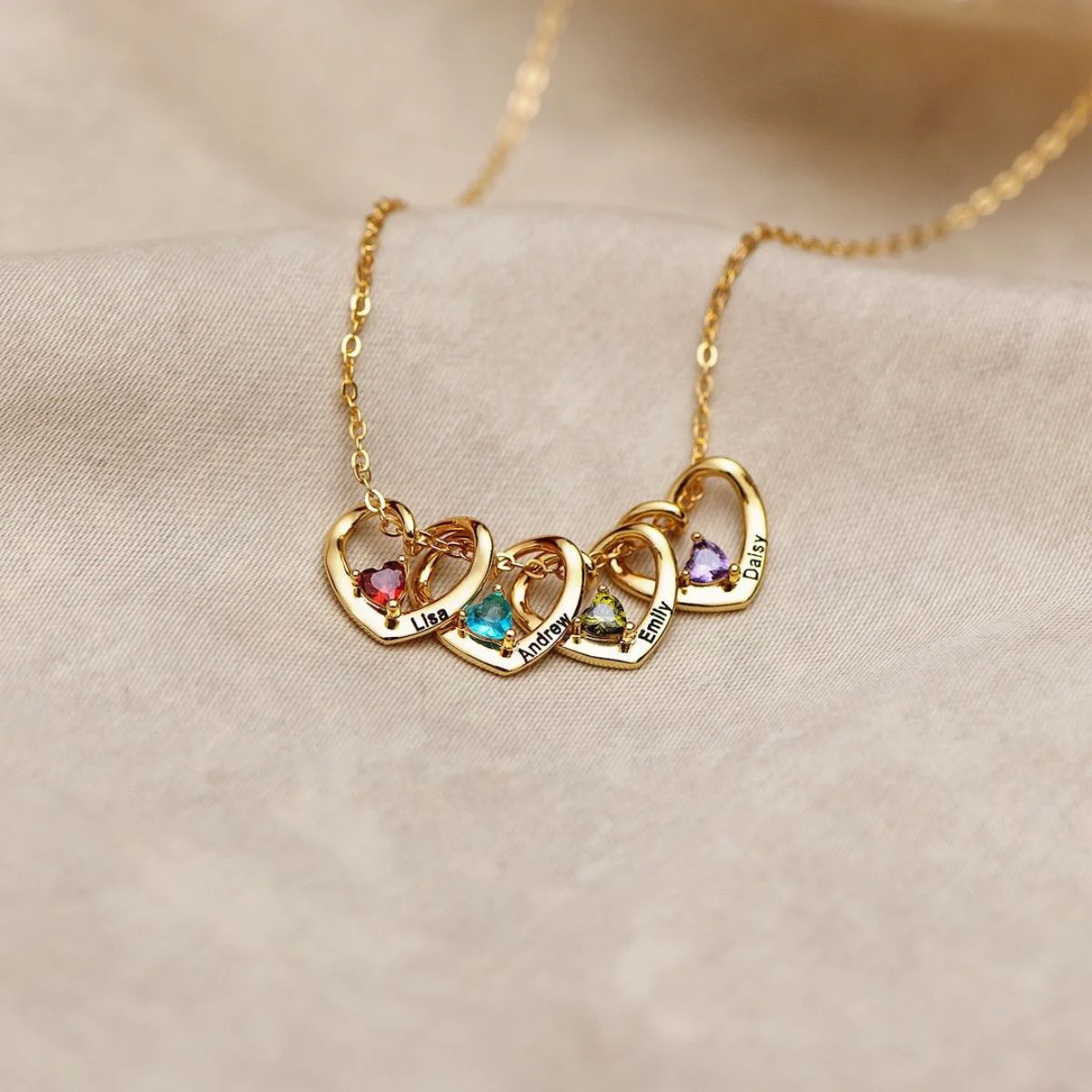 Personalized 1-5 HEART & NAME PENDANTS NECKLACE - Image 7