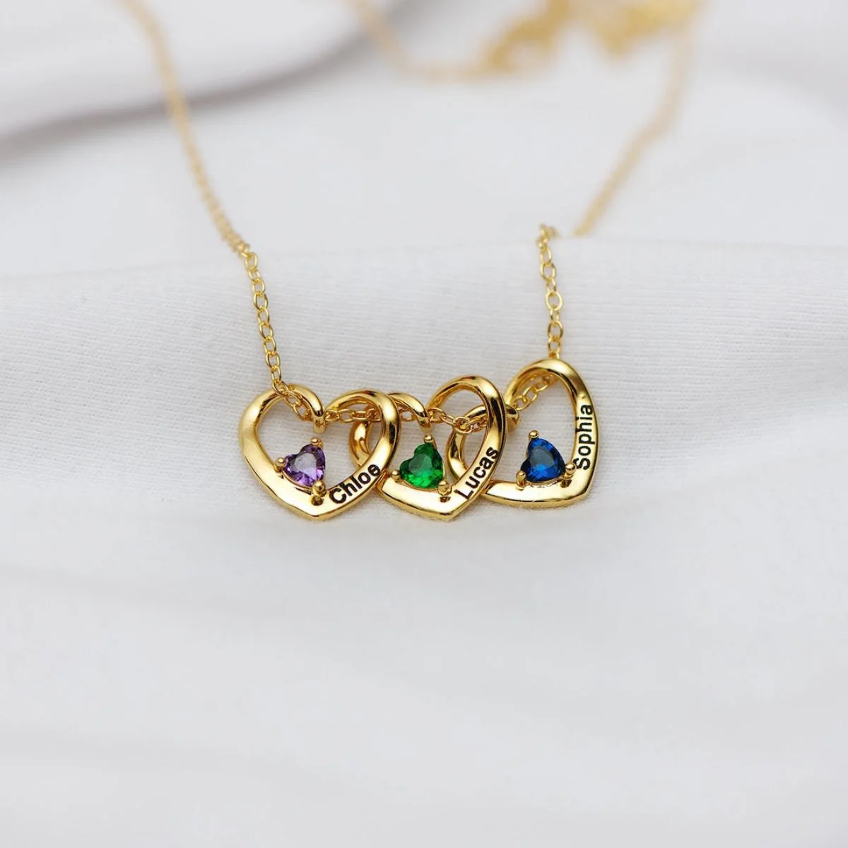 Personalized 1-5 HEART & NAME PENDANTS NECKLACE - Image 8