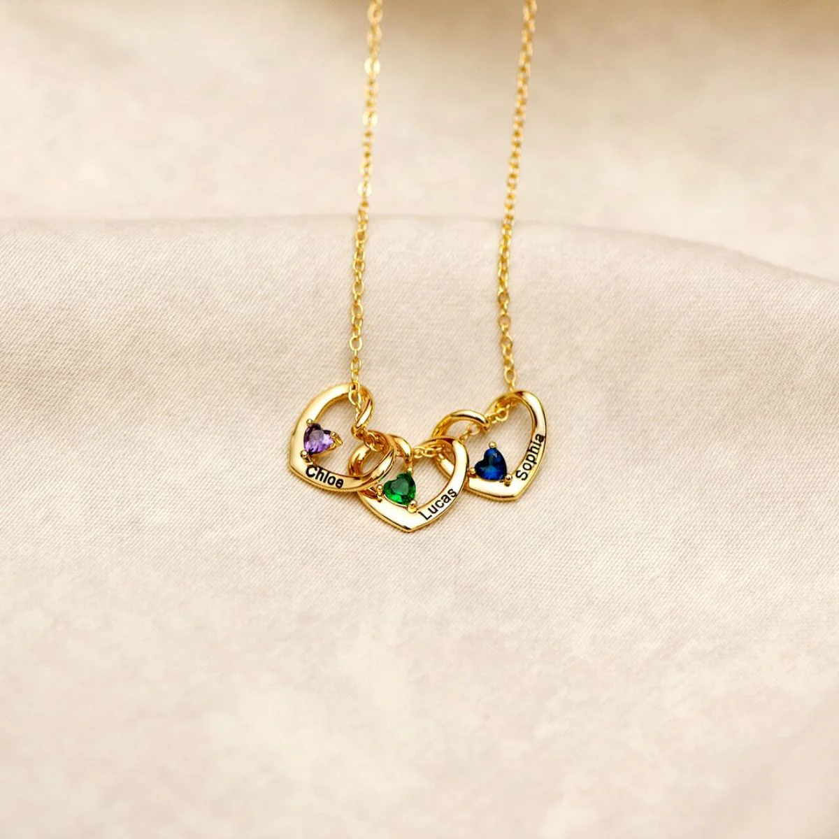 Personalized 1-5 HEART & NAME PENDANTS NECKLACE - Image 9