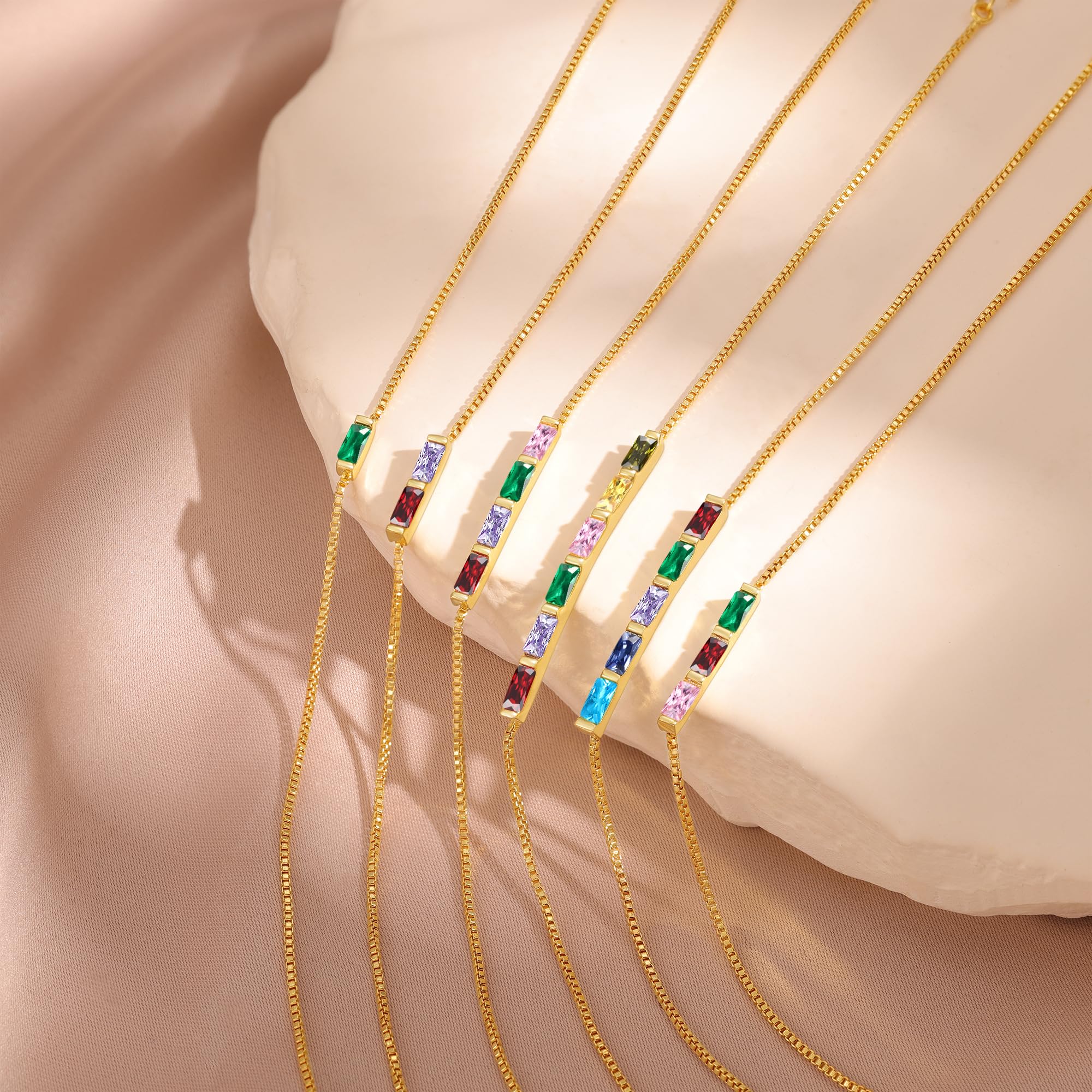 Personalized 1-6 Baguette Birthstones Dainty Bracelet - Image 5