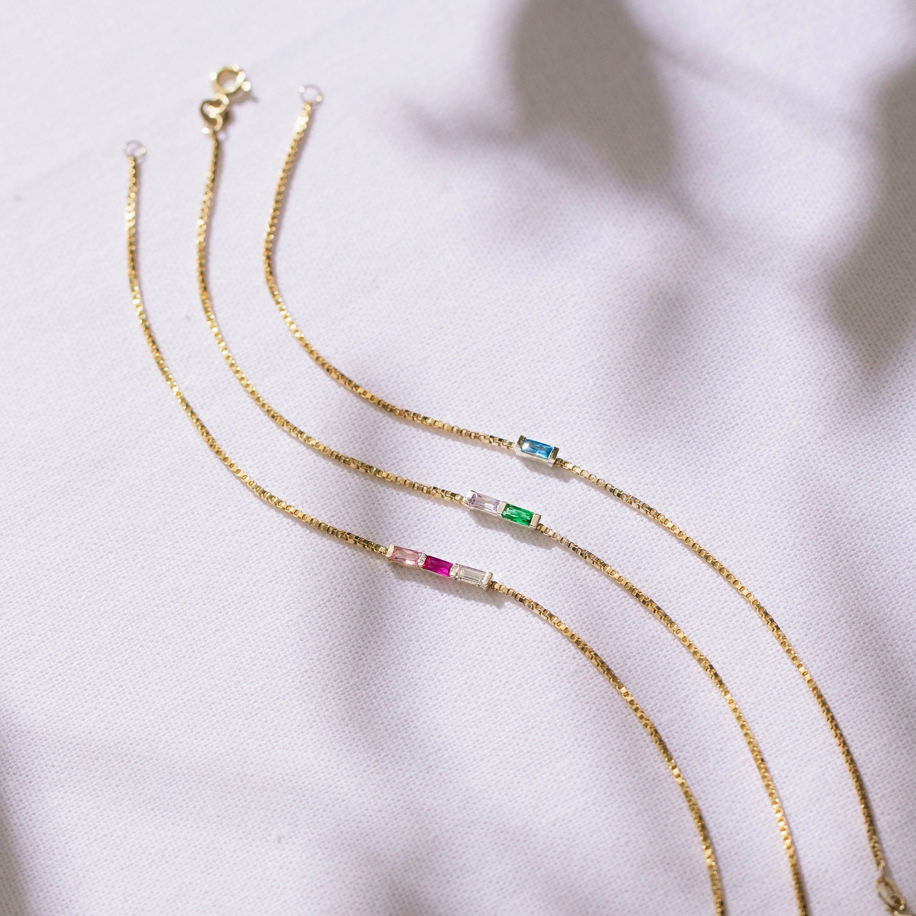 Personalized 1-6 Baguette Birthstones Dainty Bracelet - Image 6