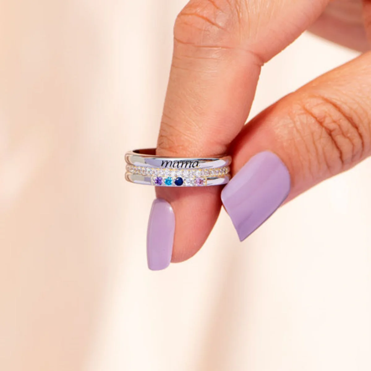 Personalized 1-8 Birthstones Ring For Mamas And Grandmas - Image 5