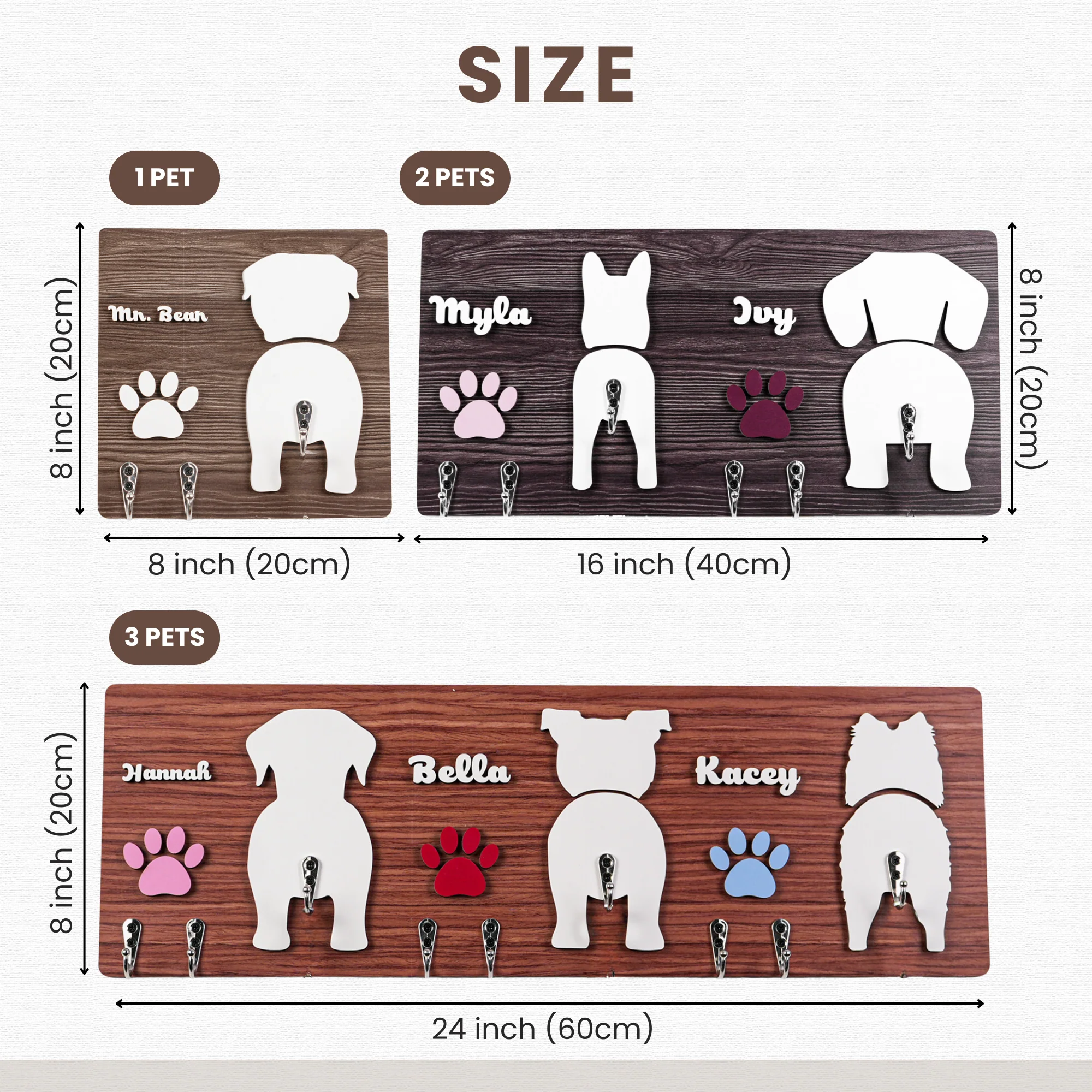 Personalized 2 Layers Wooden Dog Leash Key Hanger Gift For Dog Lover - Image 4
