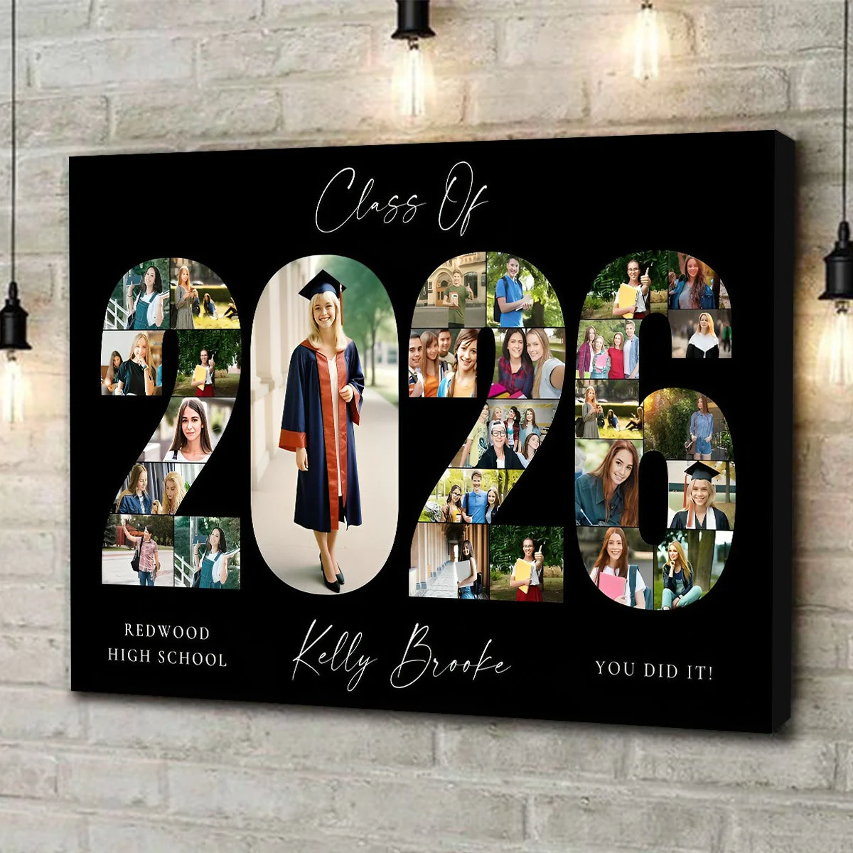 Personalized 2026 Graduation Photo Collage Party Welcome Sign Canvas,Graduation Gift for Seniors - Image 2