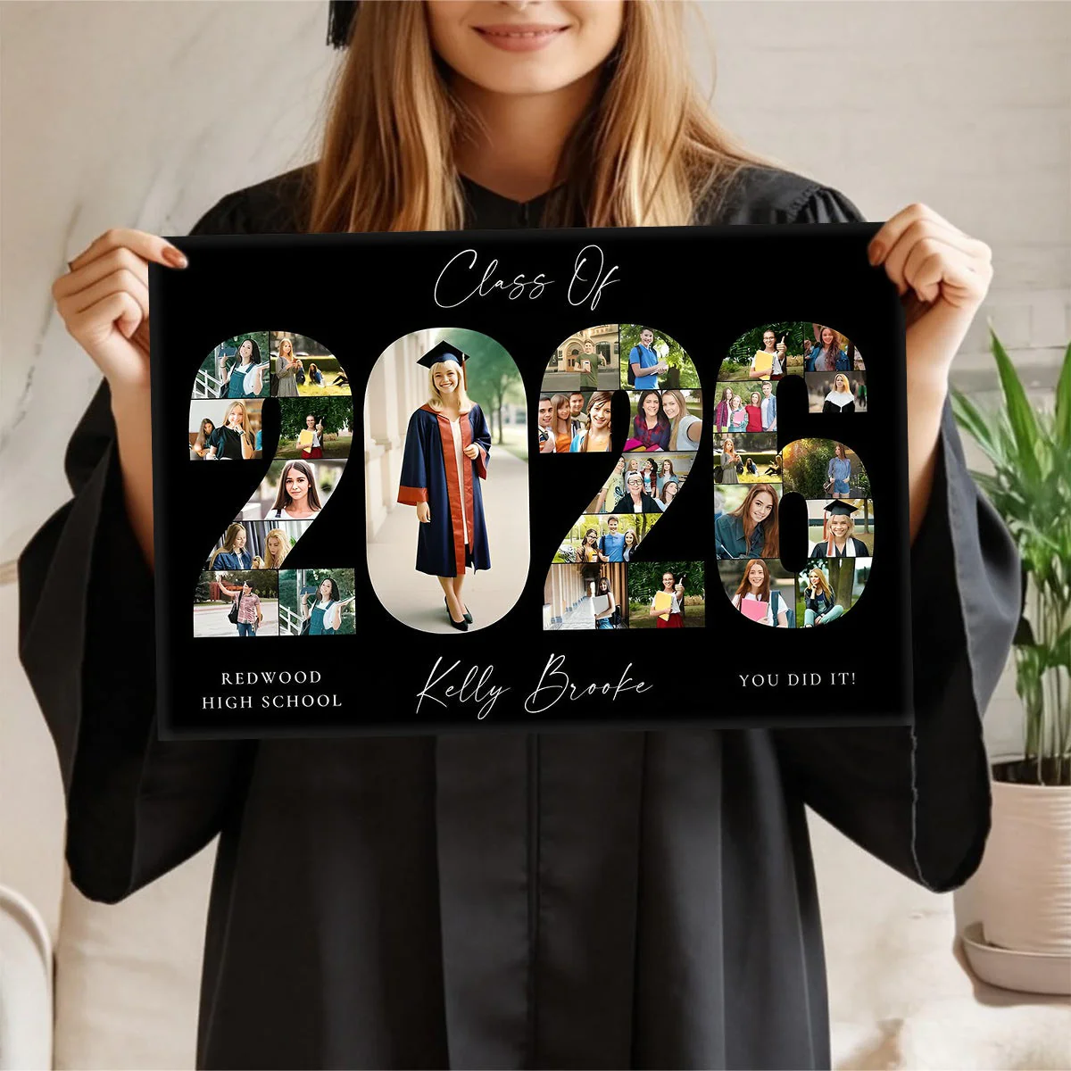 Personalized 2026 Graduation Photo Collage Party Welcome Sign Canvas,Graduation Gift for Seniors - Image 3