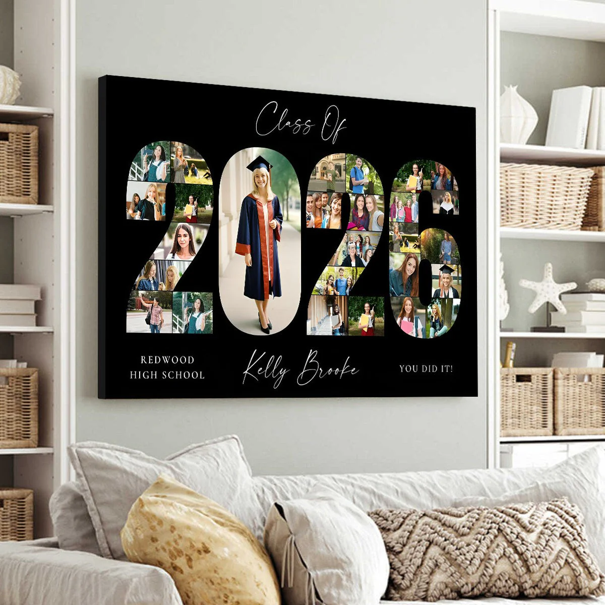 Personalized 2026 Graduation Photo Collage Party Welcome Sign Canvas,Graduation Gift for Seniors - Image 5