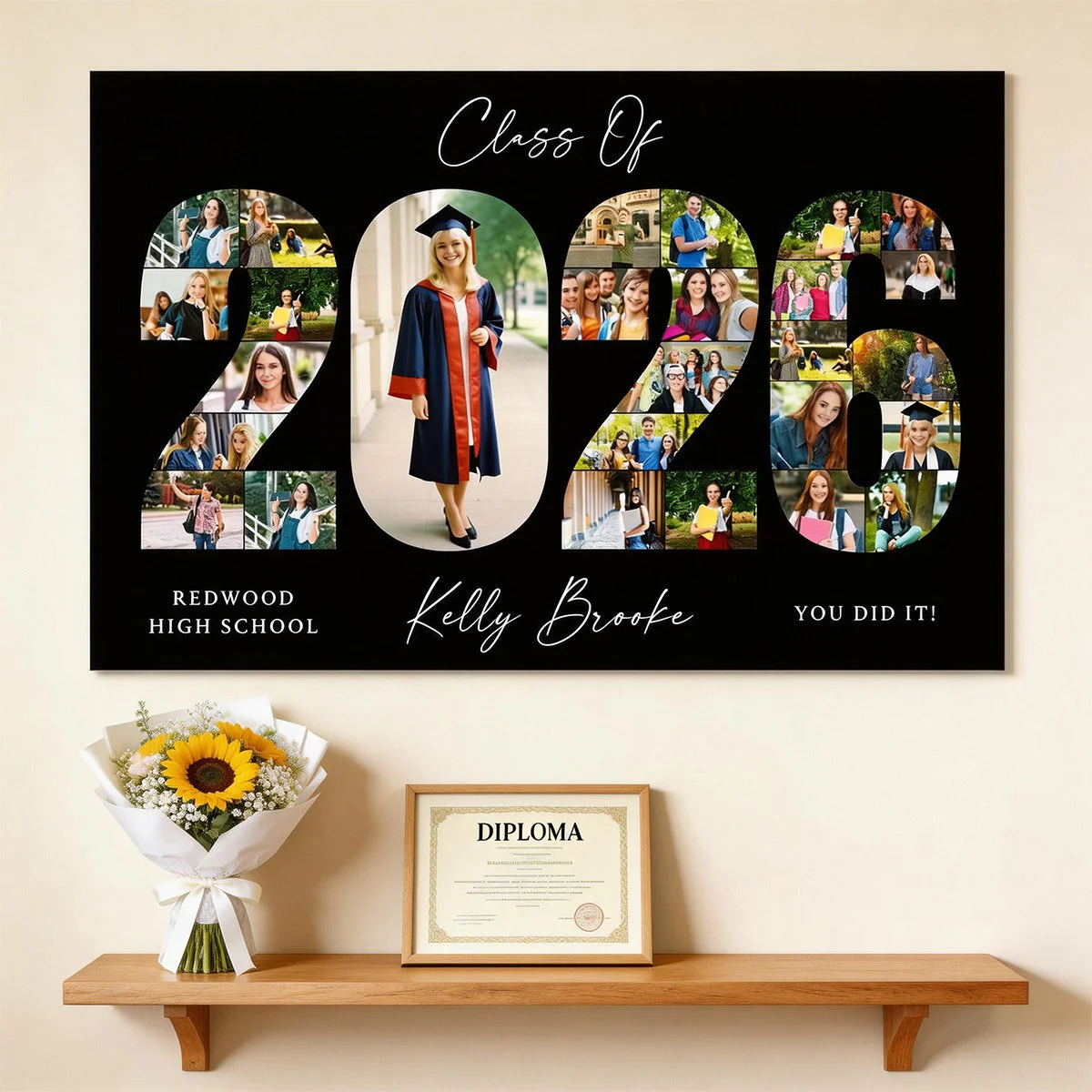 Personalized 2026 Graduation Photo Collage Party Welcome Sign Canvas,Graduation Gift for Seniors - Image 6