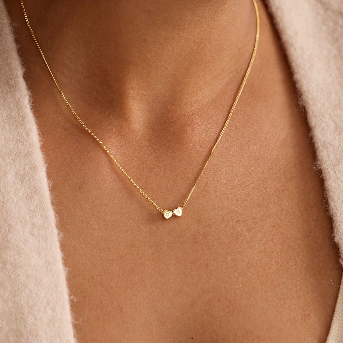 Personalized 3D Heart Charm Necklace, Minimalist Heart Pendent, Custom Initial Heart Necklace, Mother's Day Jewelry Gift for Her - Image 2