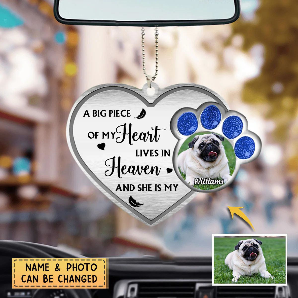 Personalized A Big Piece Of My Heart Lives In Heaven Memorial Heart Acrylic Ornament - Image 2