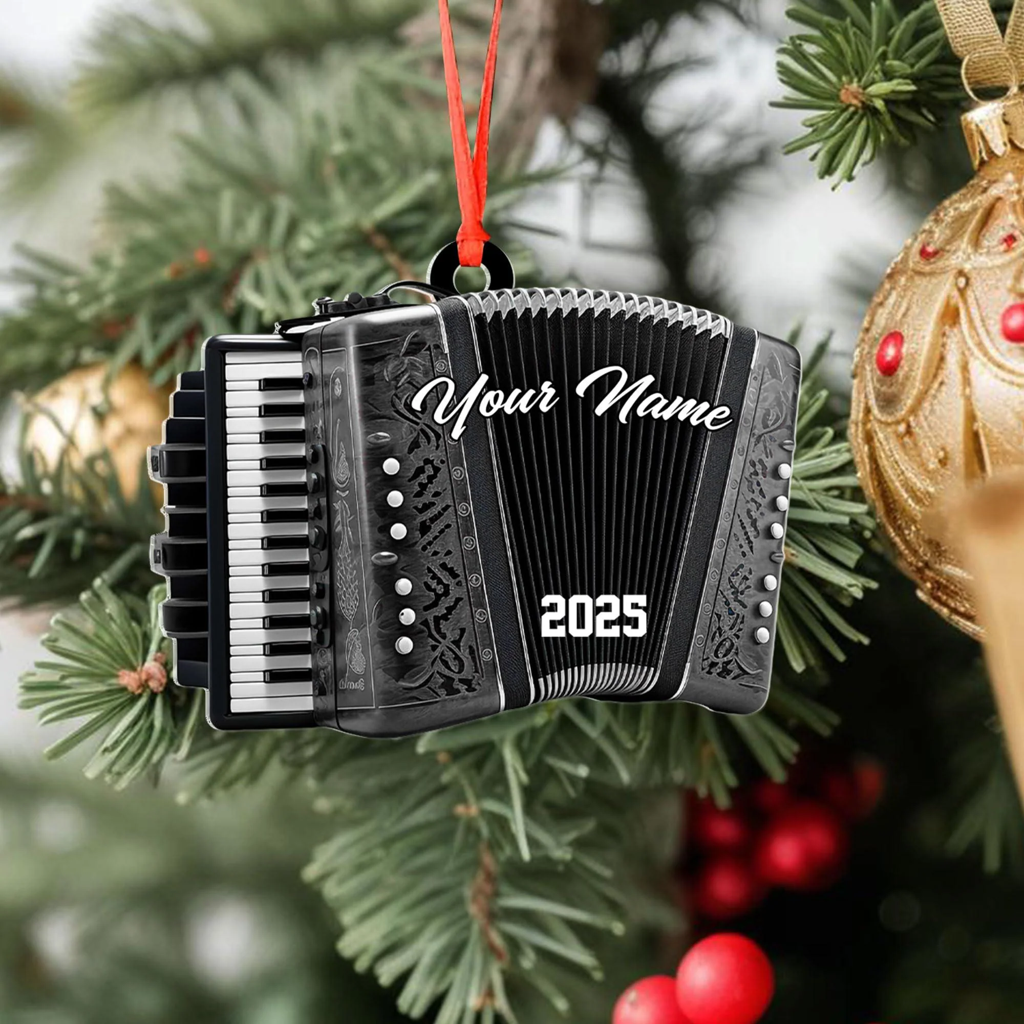 Personalized Accordion Christmas 2025 Ornament for Christmas Tree Decor Musical Instrument Ornaments - Image 2