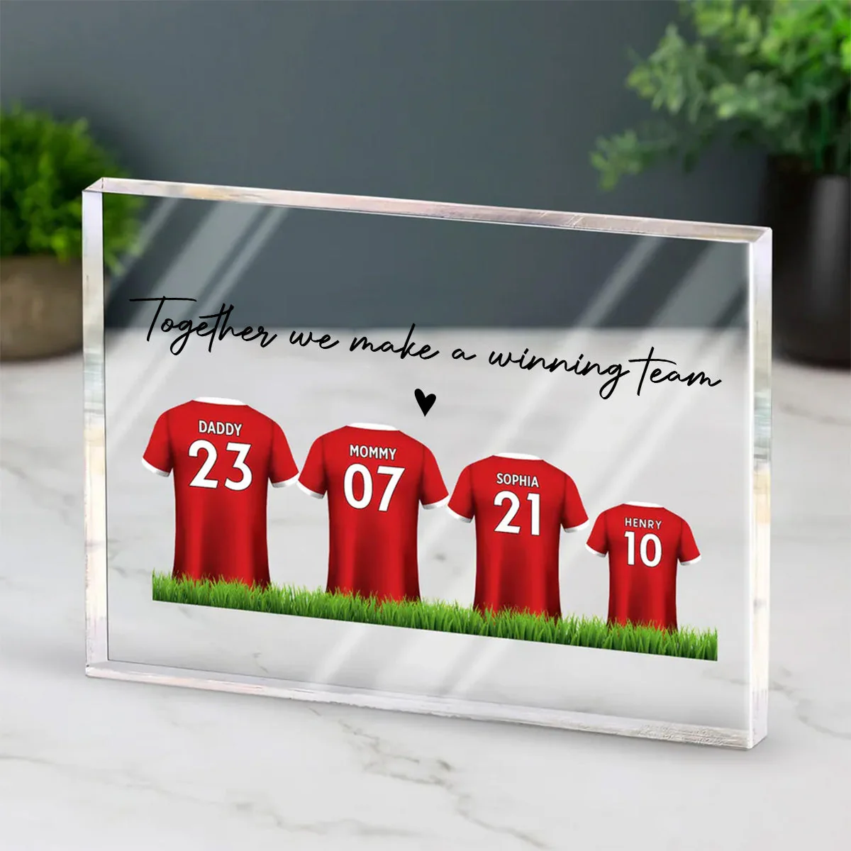 Personalized Acrylic Block Plaque - Daddy's Team Soccer Shirt Gift For Family - Image 2
