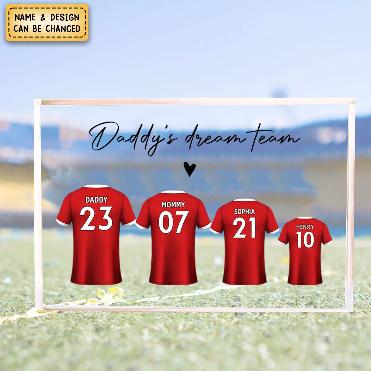 Personalized Acrylic Block Plaque - Daddy's Team Soccer Shirt Gift For Family - Image 3