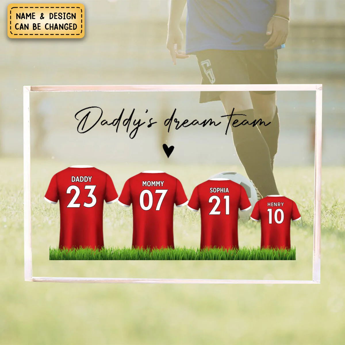 Personalized Acrylic Block Plaque - Daddy's Team Soccer Shirt Gift For Family - Image 4