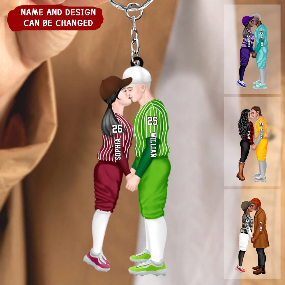 Personalized Acrylic Custom ShapeOrnament-Couple Gift-Baseball Couple Keychain - Image 2